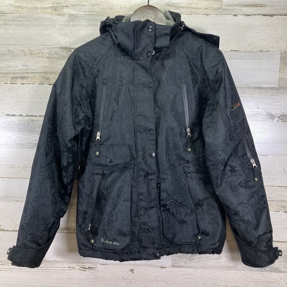 LIQUID Womens Black Floral Brocade 5K Quattro Ski‎ Snowboard Coat Jacket Size M - Picture 1 of 16